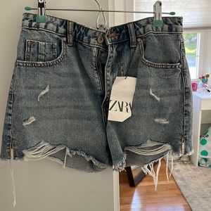 Zara High Waisted Denim Shorts